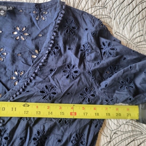 J.Crew V-Neck Beach Tunic Cover-up Eyelet Navy Cotton Small - Picture 10 of 12